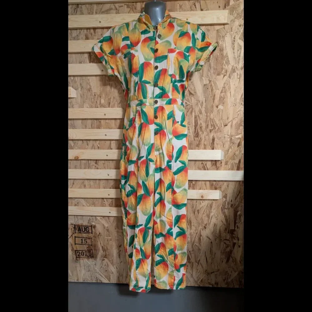 Mixed by Nasrin Jumpsuit Zip Mango Floral Cotton Blend - M - Picture 3 of 6